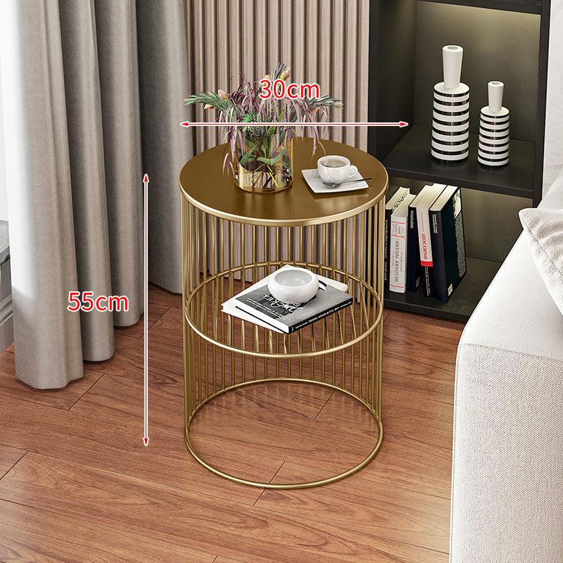 Modern Marble Top Round Coffee Table with Mini Storage Shelf