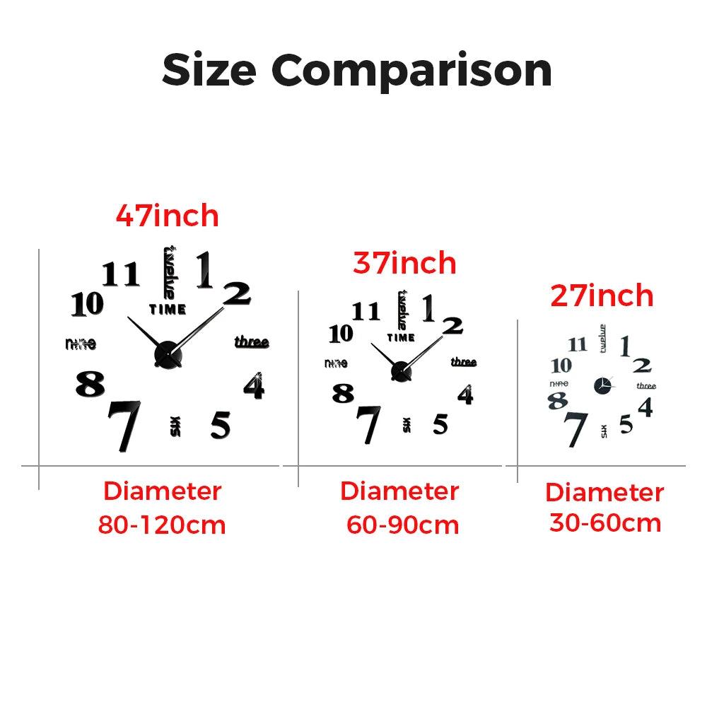 Modern Acrylic Mirror Wall Clock Kit: DIY Silent Quartz Design