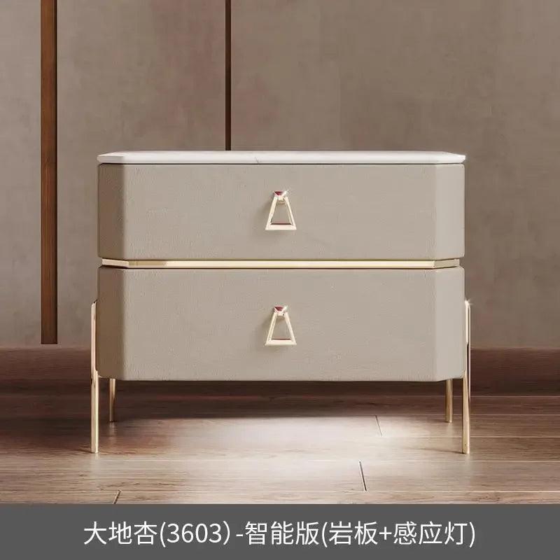Gold Wireless Charging Bedside Table with Smart Drawers - Modern Furniture for Living Room