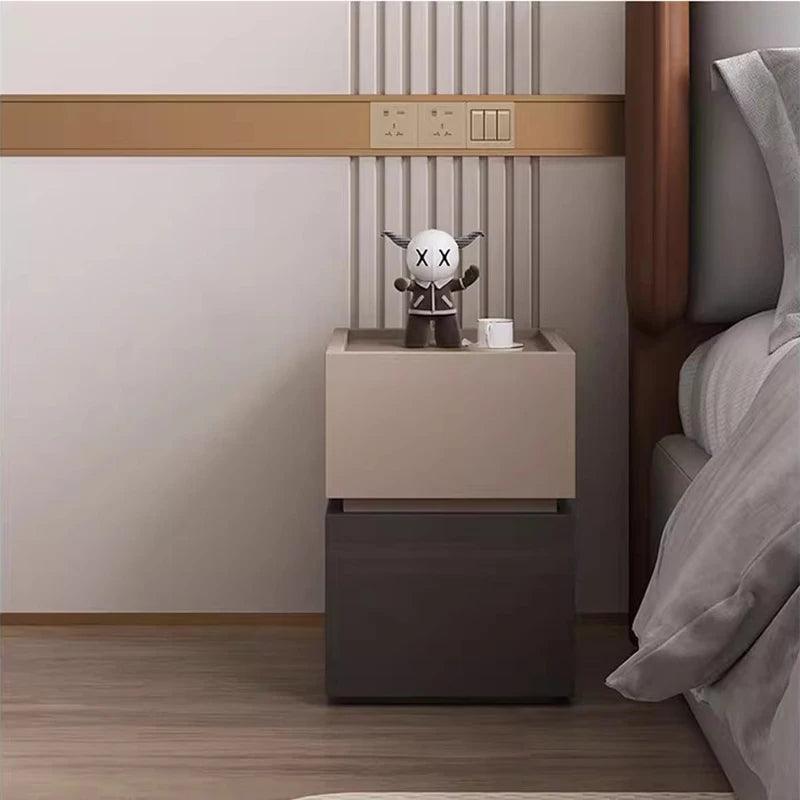 Nordic Style Wooden Nightstand with 2 Drawers - Modern Bedroom Furniture