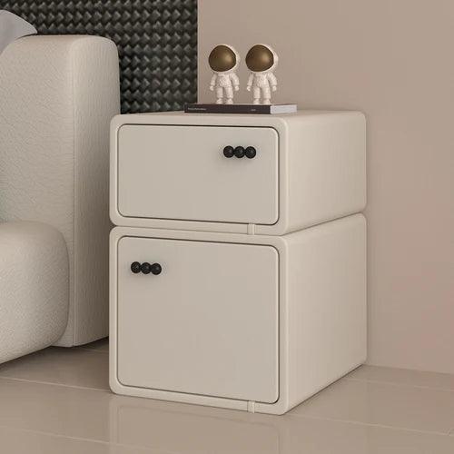 Modern Minimalist Black Nightstand with Hidden Drawer - Stylish Bedside Table Furniture