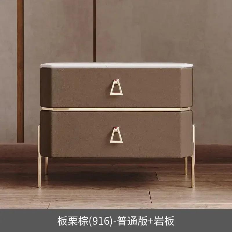 Gold Wireless Charging Bedside Table with Smart Drawers - Modern Furniture for Living Room