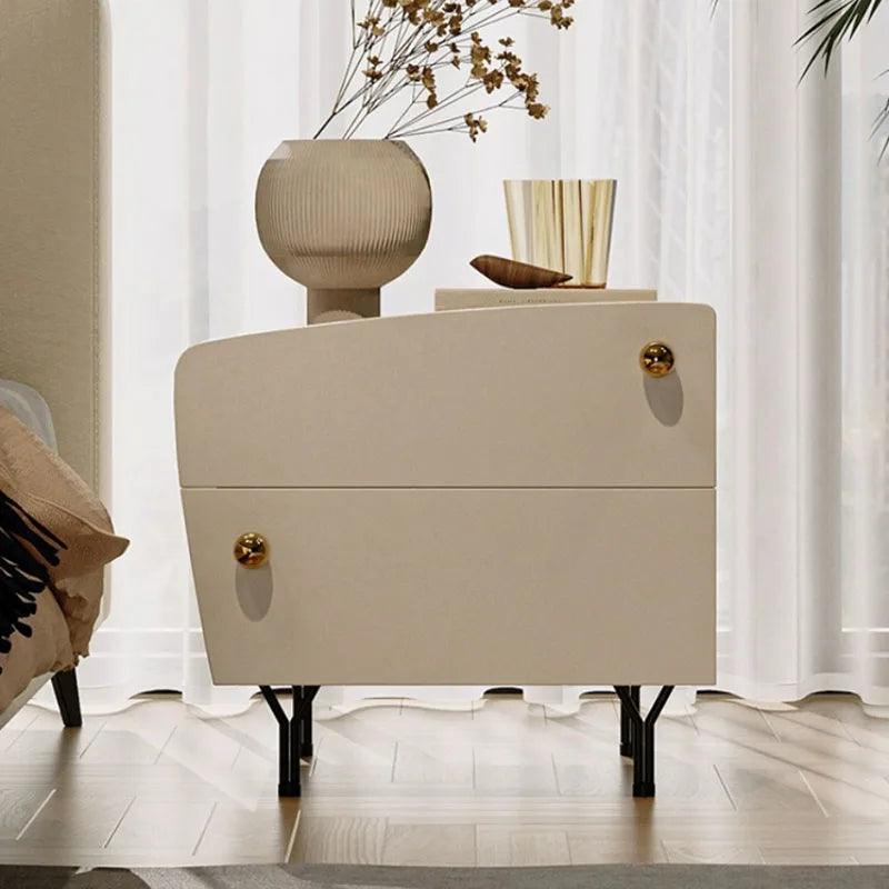 Nordic Style White Nightstand with Drawers - Modern Minimalist Bedside Table