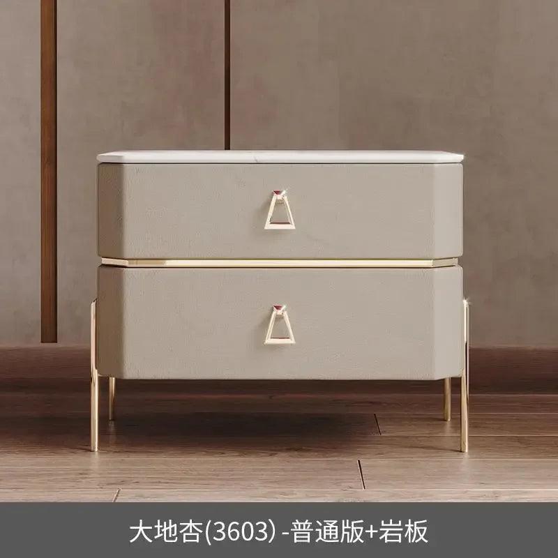 Gold Wireless Charging Bedside Table with Smart Drawers - Modern Furniture for Living Room