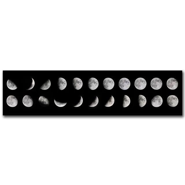 Celestial Moon Phases Monochrome Canvas Wall Art - Abstract Living Room Decor