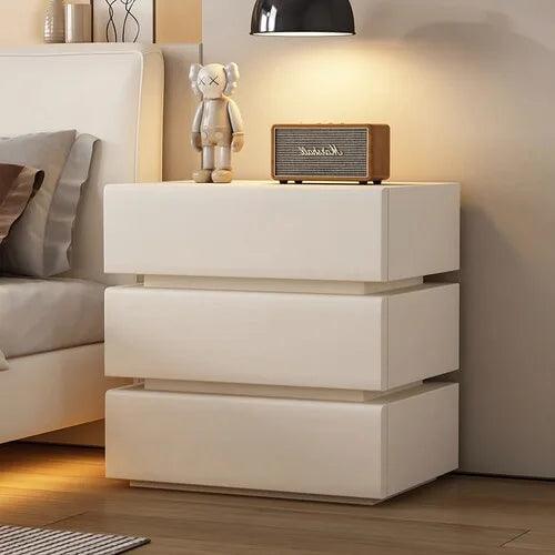 Nightstand with Wooden Drawers - Modern White Bedside Table
