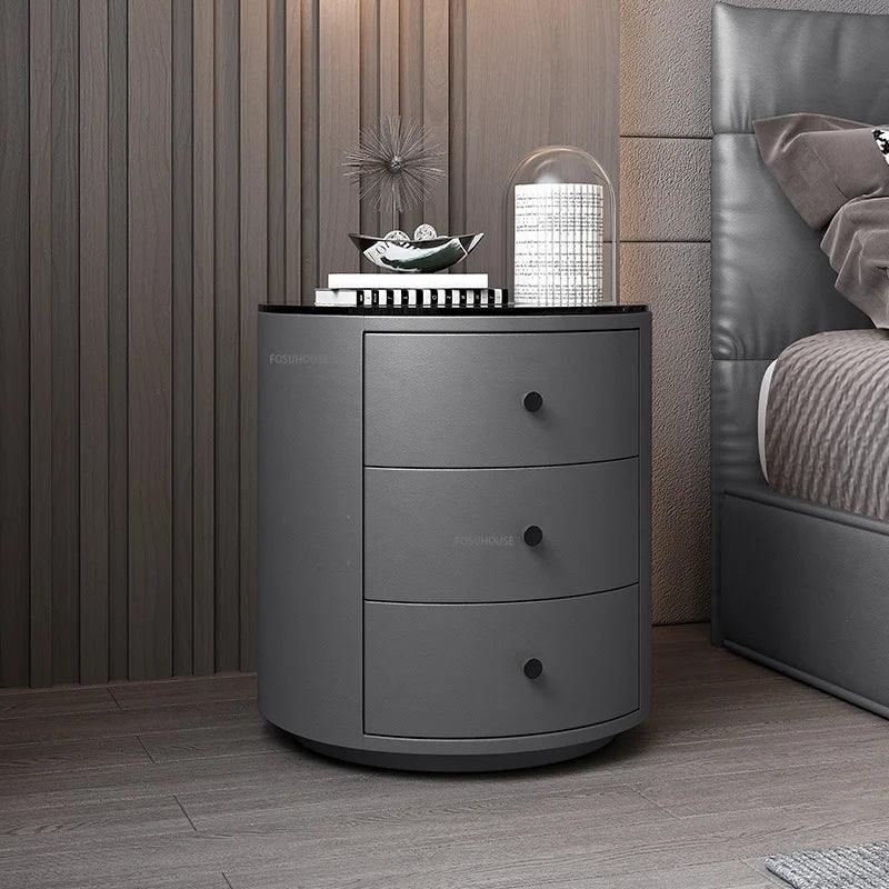 Solid Pine Wood Nightstand with Three Drawers - Modern Minimalist Bedroom Furniture