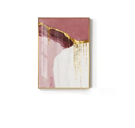 Golden Abstract Canvas Wall Art - Modern Living Room Decor