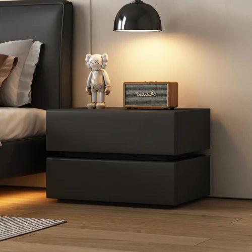 Nightstand with Wooden Drawers - Modern White Bedside Table