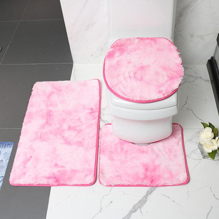 Rabbit Plush Tie-Dye Bathroom Mat Set - Soft Nordic Style Comfort for Your Bathroom Oasis