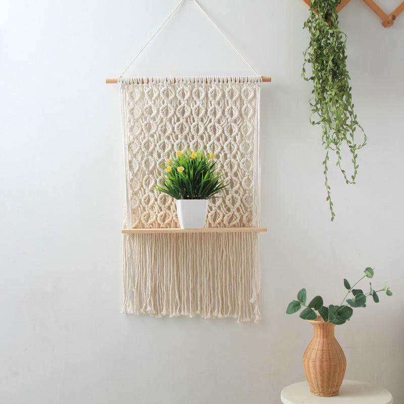 Cotton Rope Tapestry Rack Hand-Woven Bohemian Wall Rack Cotton Rope Tapestr