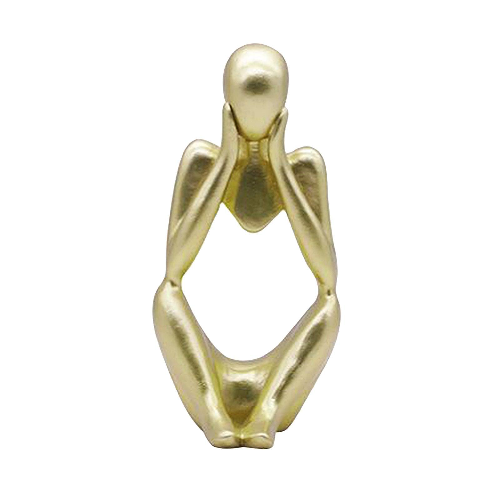 Abstract Artistic Resin Ornament Sculpture in Black, White, and Gold