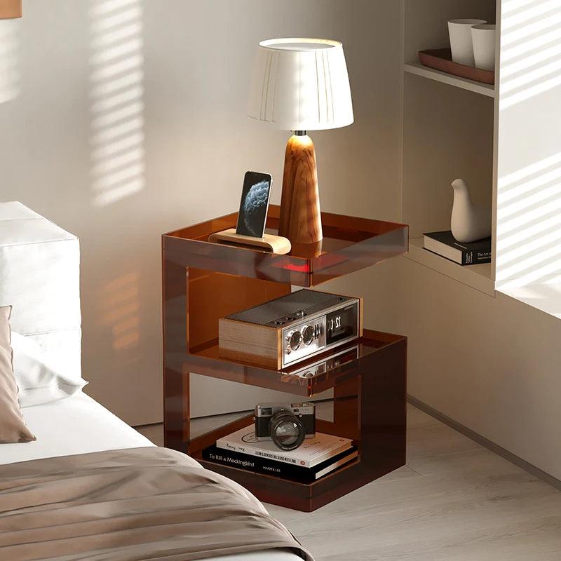 Luxurious Italian Acrylic Nightstand with Drawer - Modern Design and Multifunctional