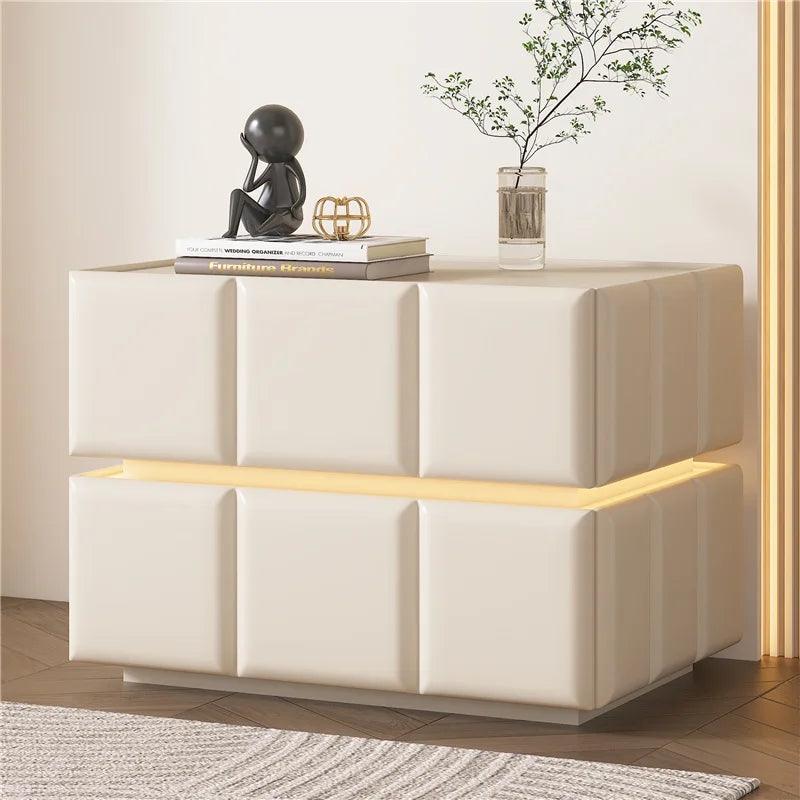 Compact White Bedside Nightstand with Drawer - Modern Design and Storage Space