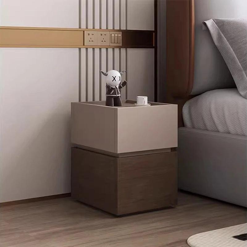 Nordic Style Wooden Nightstand with 2 Drawers - Modern Bedroom Furniture