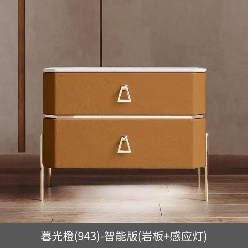 Gold Wireless Charging Bedside Table with Smart Drawers - Modern Furniture for Living Room