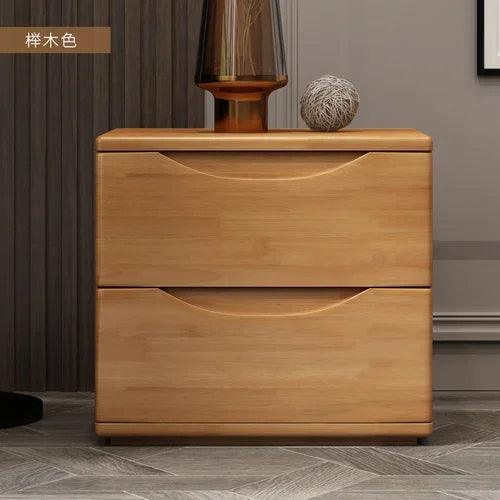 Luxury Wood Bedroom Nightstand with Drawers - Modern Minimalist Style Furniture