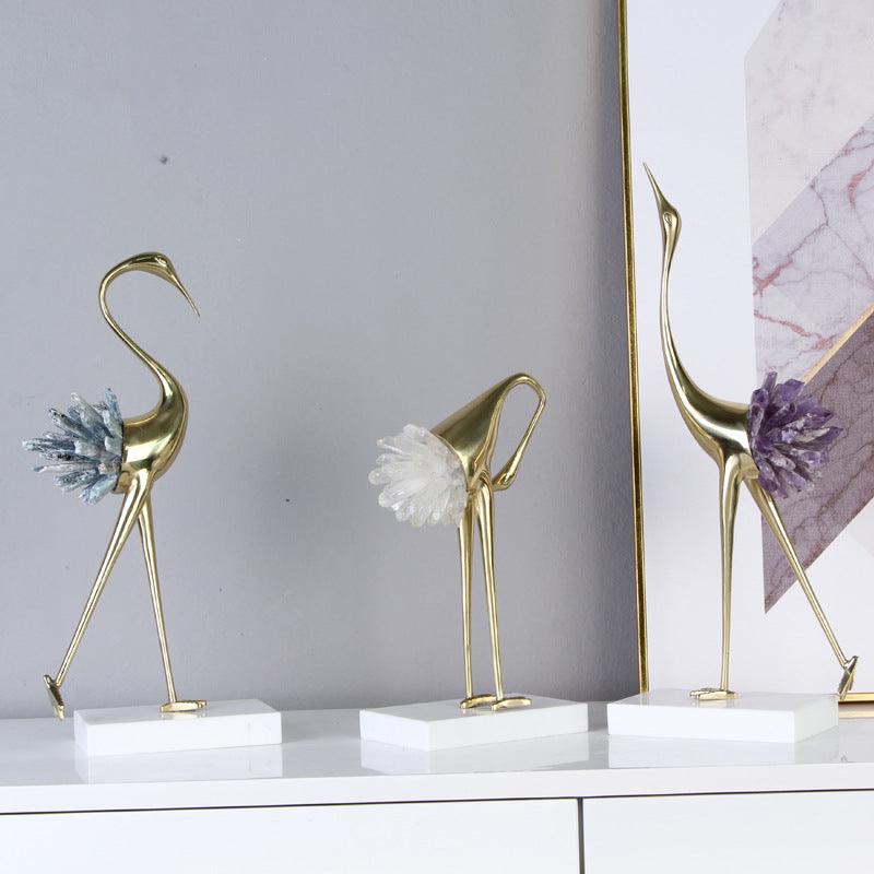 Elegant Crystal Crane Figurine for Home Decor