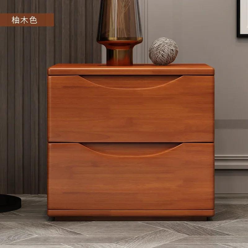 Luxury Wood Bedroom Nightstand with Drawers - Modern Minimalist Style Furniture