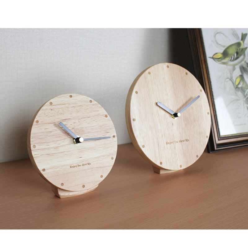 Modern Wooden Desk Clock with Sweep Movement - Elegant Table Ornament for Home Decor