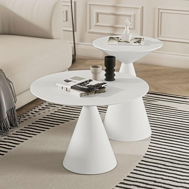 Marble Top Round Side Table - Elegant Living Room Accent Piece