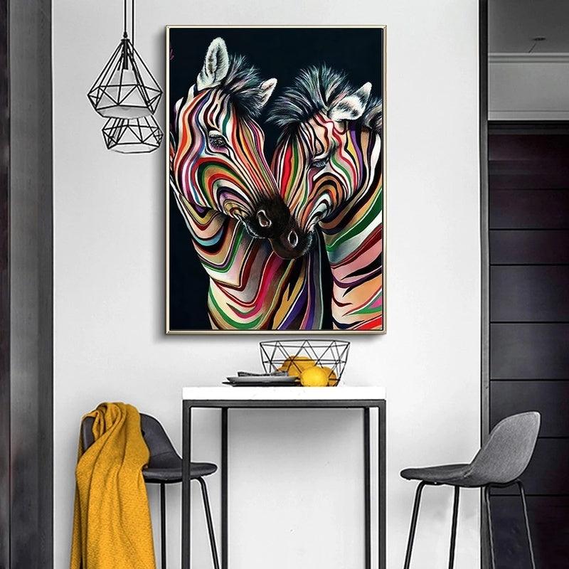 Vibrant Zebra Abstract Canvas Print - Contemporary Wall Art Masterpiece