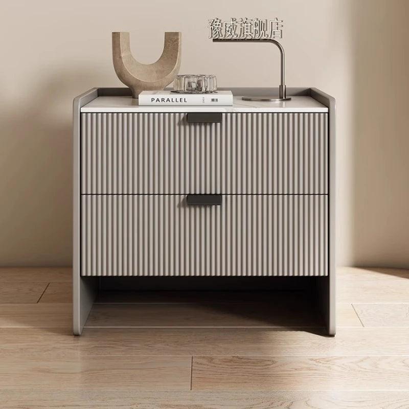 Narrow Wood Nightstand with Drawers - Modern Minimalist Bedroom Furniture