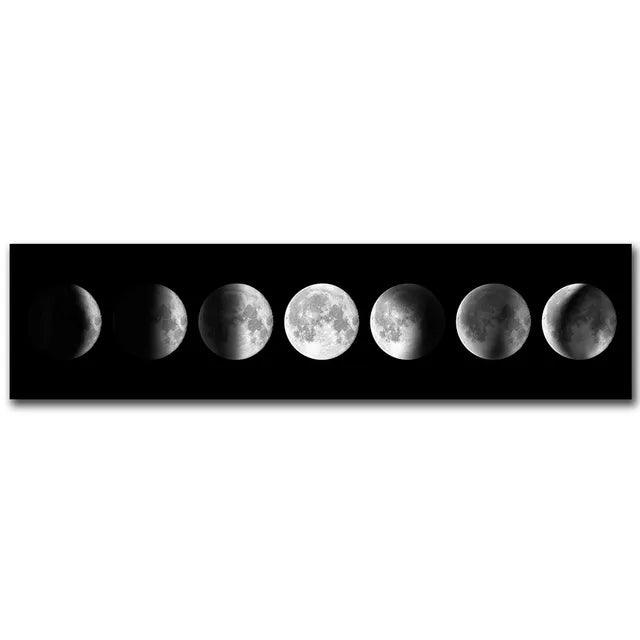 Celestial Moon Phases Monochrome Canvas Wall Art - Abstract Living Room Decor