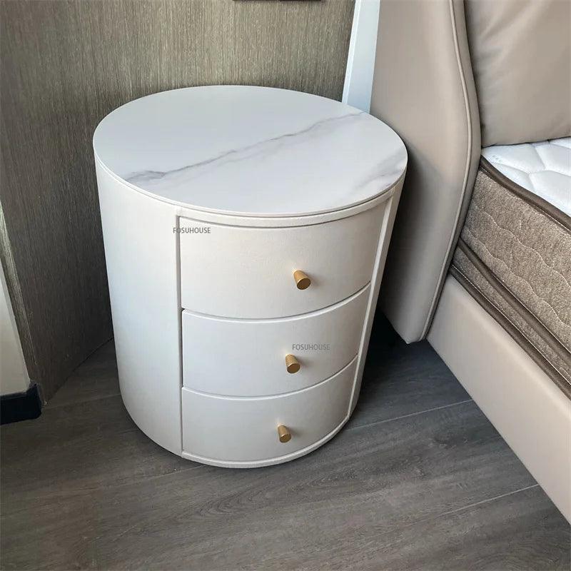 Solid Pine Wood Nightstand with Three Drawers - Modern Minimalist Bedroom Furniture