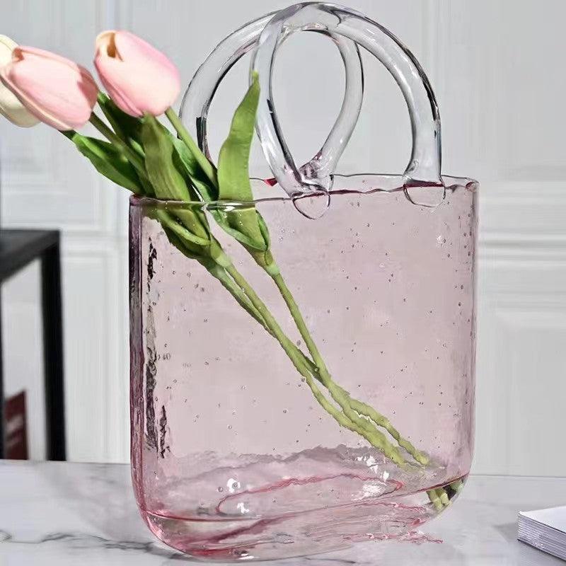 Home Bag Portable Transparent Glass Vase