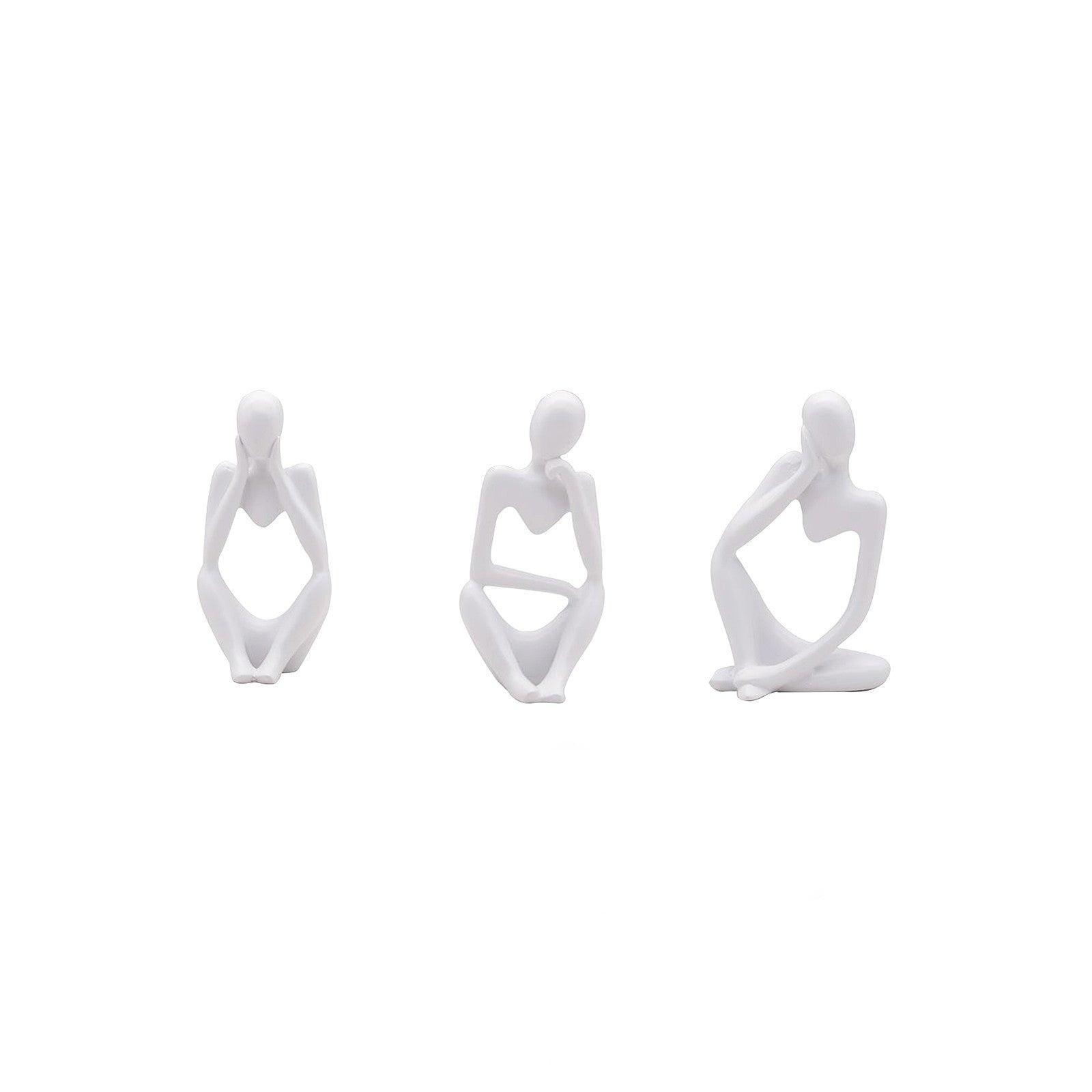 Abstract Artistic Resin Ornament Sculpture in Black, White, and Gold