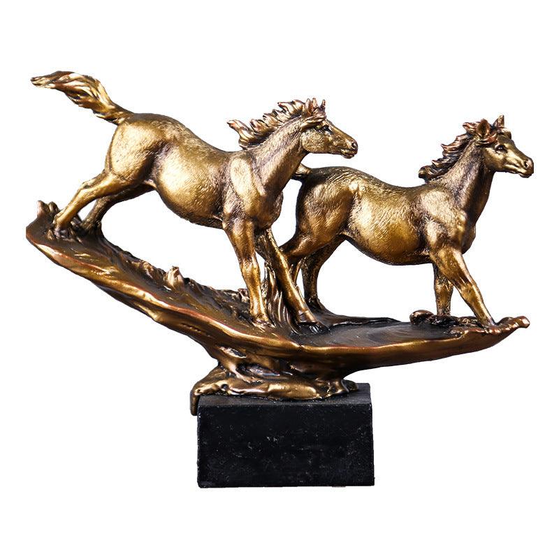 Bronze Horse Sculpture Set for European Style Home Decor