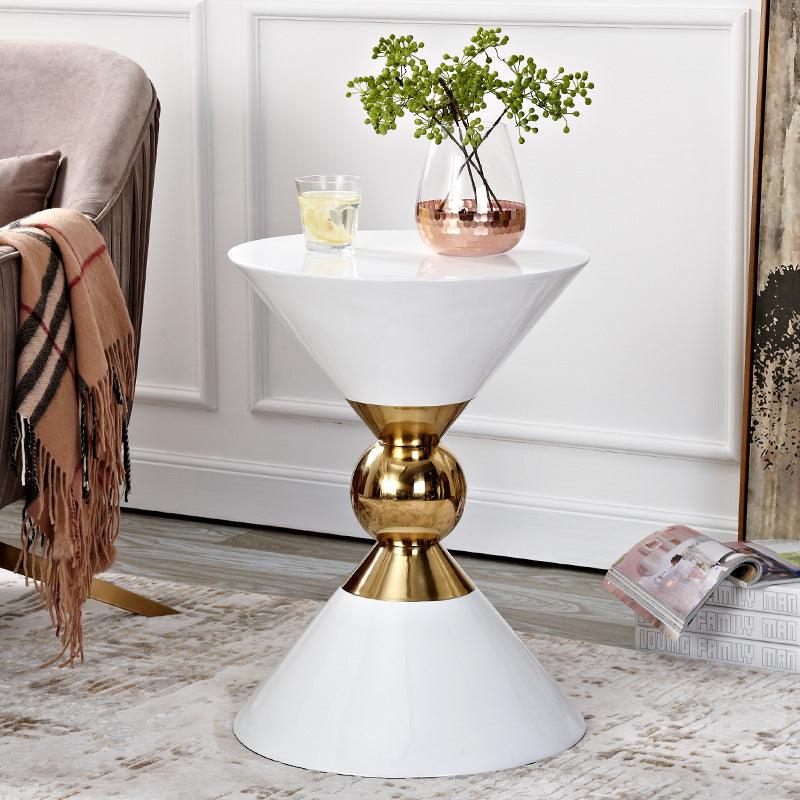 Modern Minimalist Stainless Steel Side Table Set - Elegant Black and White Living Room Furniture