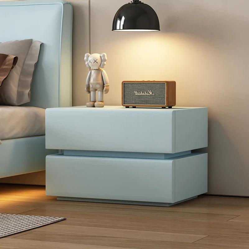 Nightstand with Wooden Drawers - Modern White Bedside Table
