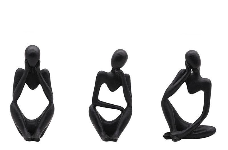 Abstract Artistic Resin Ornament Sculpture in Black, White, and Gold