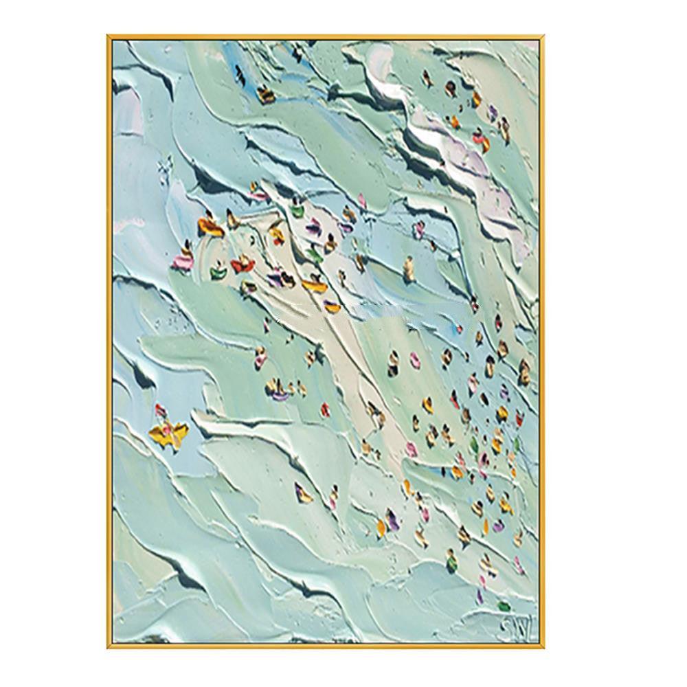 Hand Painted Beach Thick Oil Canvas Painting Wall Art Home Decor