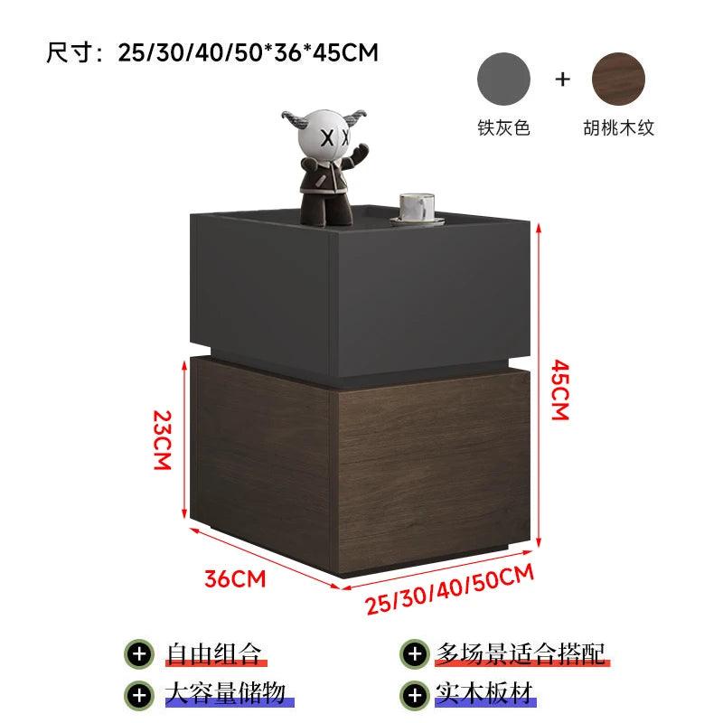 Nordic Style Wooden Nightstand with 2 Drawers - Modern Bedroom Furniture