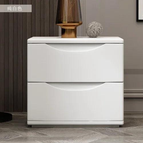 Luxury Wood Bedroom Nightstand with Drawers - Modern Minimalist Style Furniture