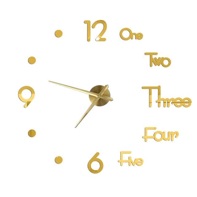 Modern Acrylic Mirror Wall Clock Kit: DIY Silent Quartz Design
