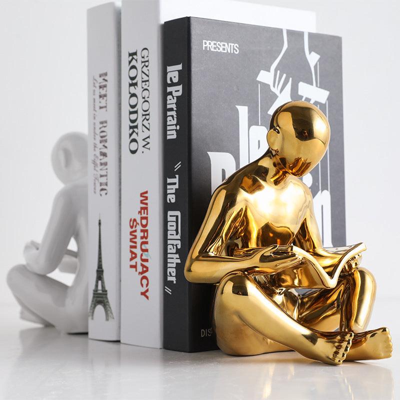 Nordic Style Ceramic Character Bookend Home Decor with Colorful Glaze - Unique Living Room Accent Piece