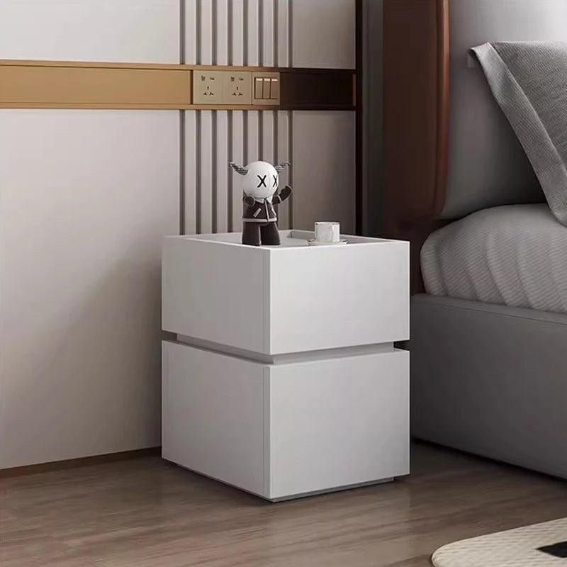Nordic Style Wooden Nightstand with 2 Drawers - Modern Bedroom Furniture