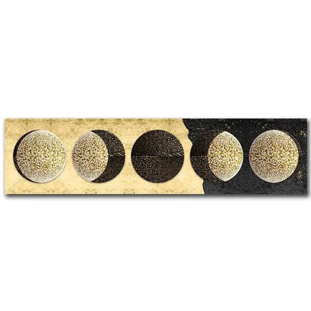 Celestial Moon Phases Monochrome Canvas Wall Art - Abstract Living Room Decor