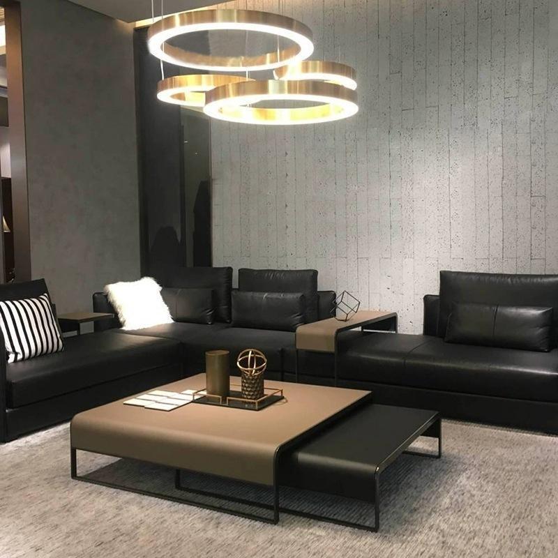 Telescopic Marble Top Coffee Table Set - Rectangular Italian Minimalism Design