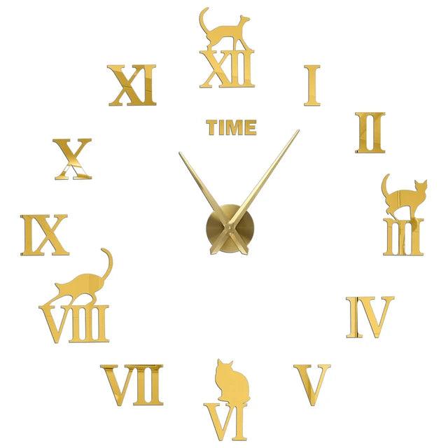 Modern Acrylic Mirror Wall Clock Kit: DIY Silent Quartz Design