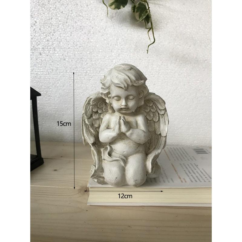 Retro old style girl sculpture small plaster statue