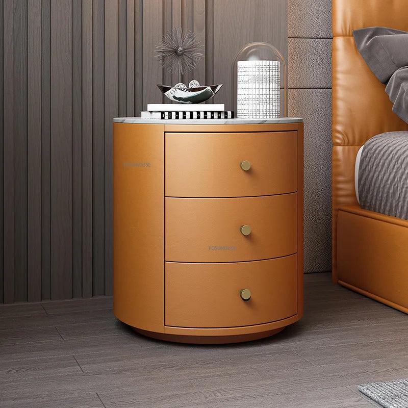 Solid Pine Wood Nightstand with Three Drawers - Modern Minimalist Bedroom Furniture