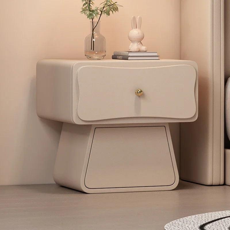 Kids Minimalist Wooden Nightstand Table with Drawers - Modern Bedroom Furniture