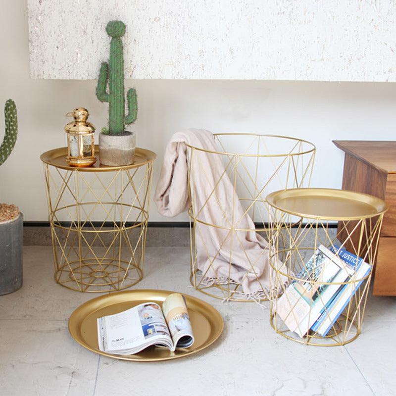 Scandinavian Elegance Marble Side Table - Handcrafted Nordic Style Gold Accent