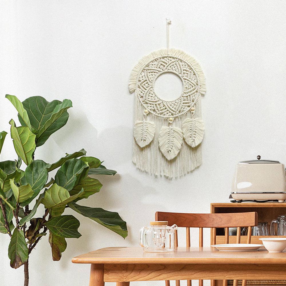 Simple Boho Woven Tapestry Tassel Feather Trim