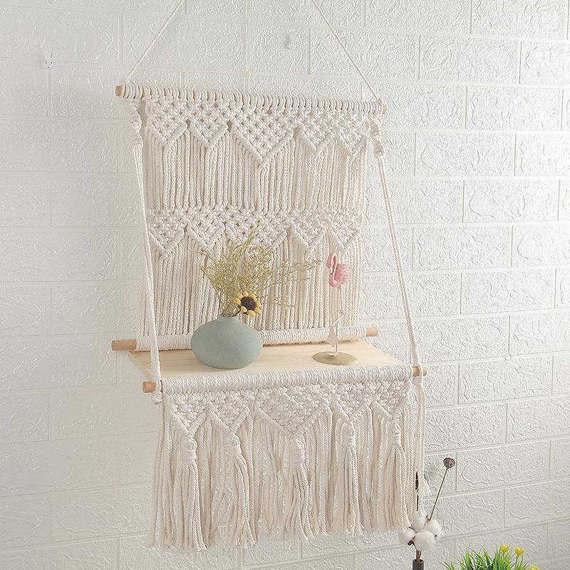 Hand-Woven Tapestry Shelf Living Room Bedroom Bedside Homestay Hotel Wall Storage Decoration